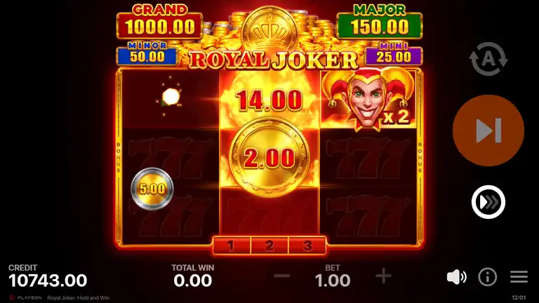 Royal Joker Hold and Win bonus board - click to launch the free demo
